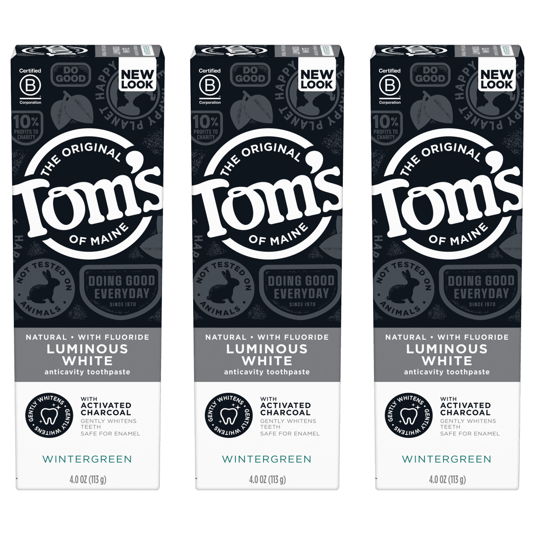 Tom's of Maine Luminous White Natural Toothpaste With Charcoal, Peppermint, 4 oz.