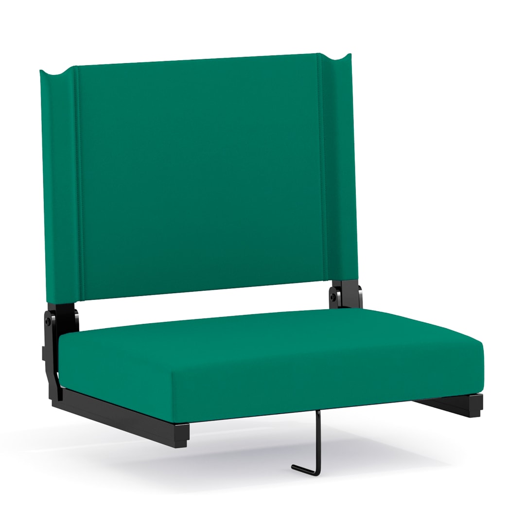Grandstand Comfort 500 lb Capacity Padded Stadium Chairs, Folding Seats with Handles, Lightweight &amp; Durable, Hunter Green