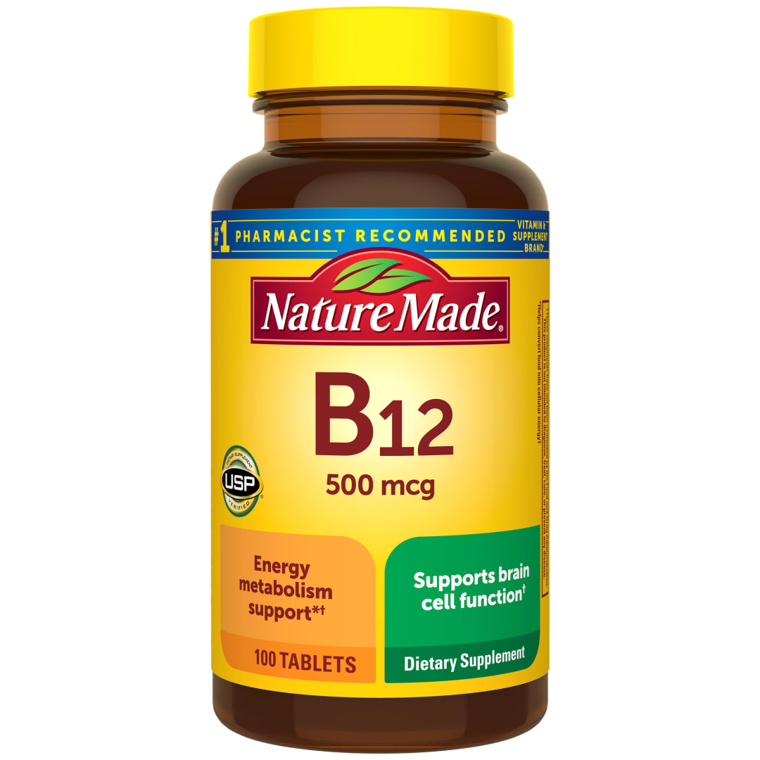 Nature Made Vitamin B12 500 mcg, Dietary Supplement for Energy Metabolism Support, 100 Tablets, 100 Day Supply