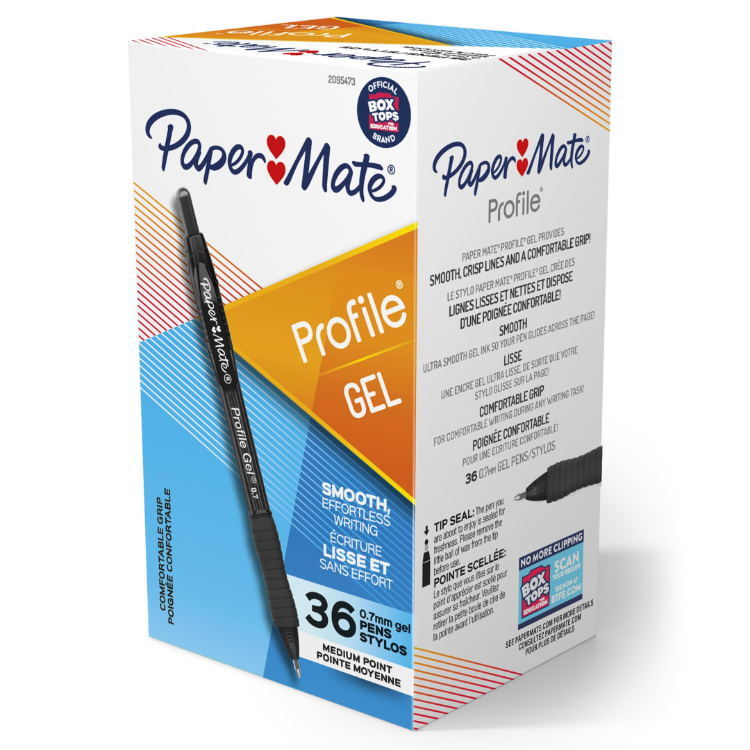 Paper Mate® Gel Pen, Profile Retractable Pen, 0.7mm, Black, 36 Count