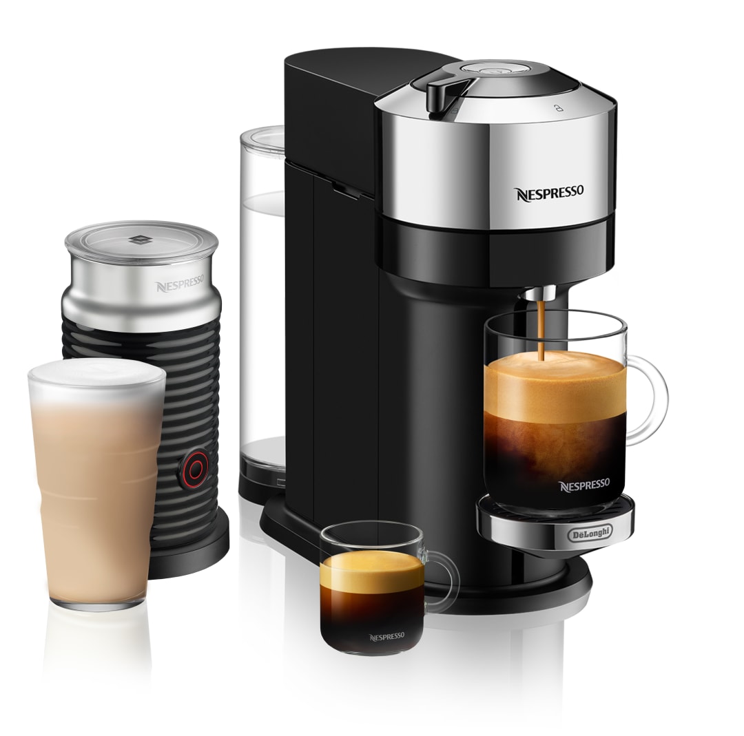 Nespresso Vertuo Next Deluxe Coffee and Espresso Maker with Aeroccino3 Milk Frother by De'Longhi, Chrome
