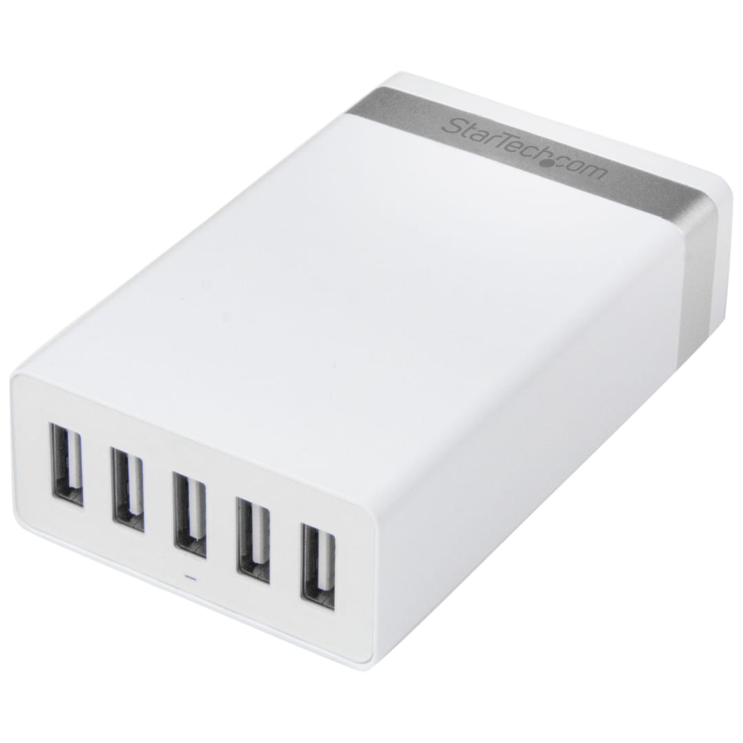5-Port Charging Station for USB Devices - 40W/8A - White
