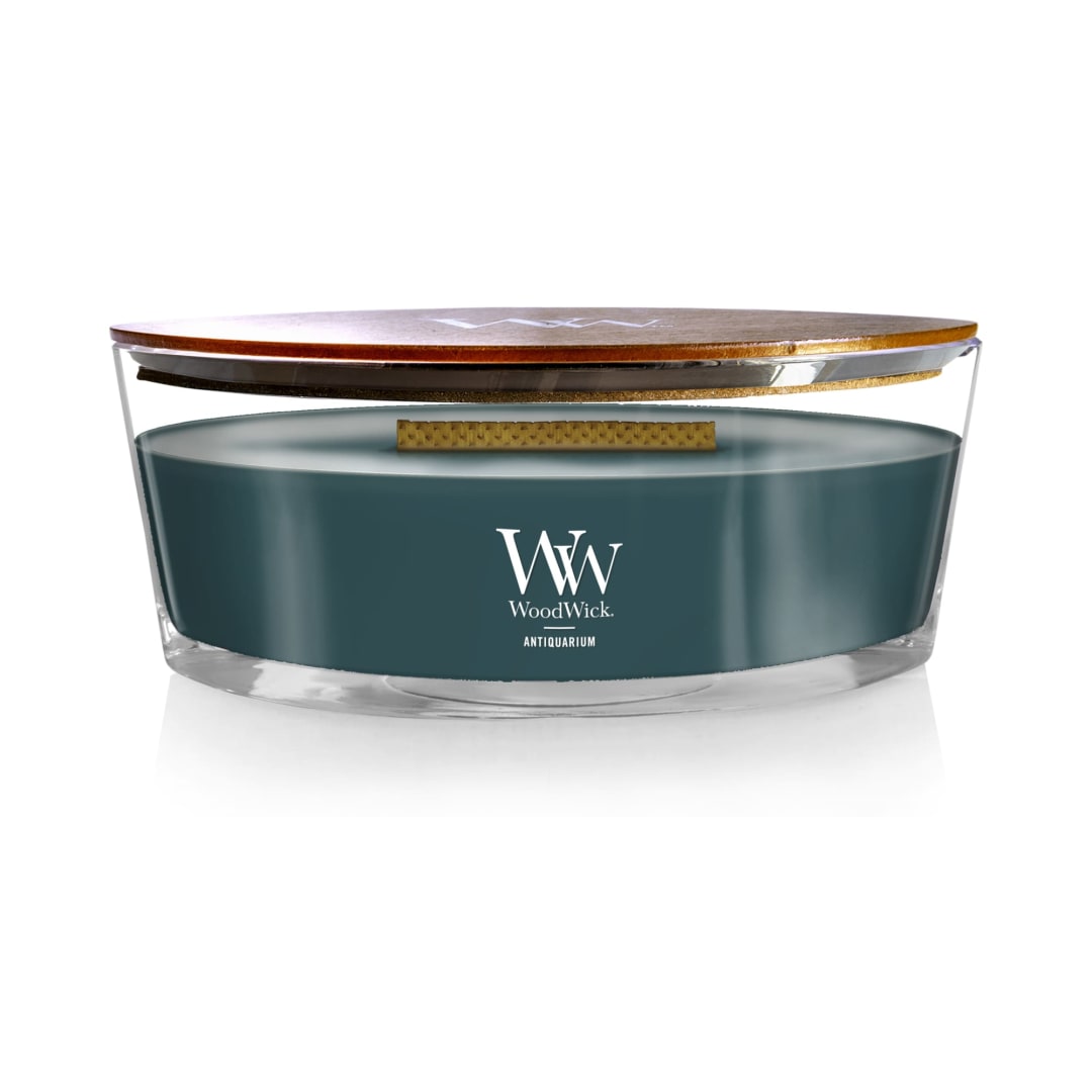 WoodWick® Antiquarium Scented Ellipse Candle, Crackles as it Burns, Up to 50 hrs burn time, Great for Gifting, 16oz