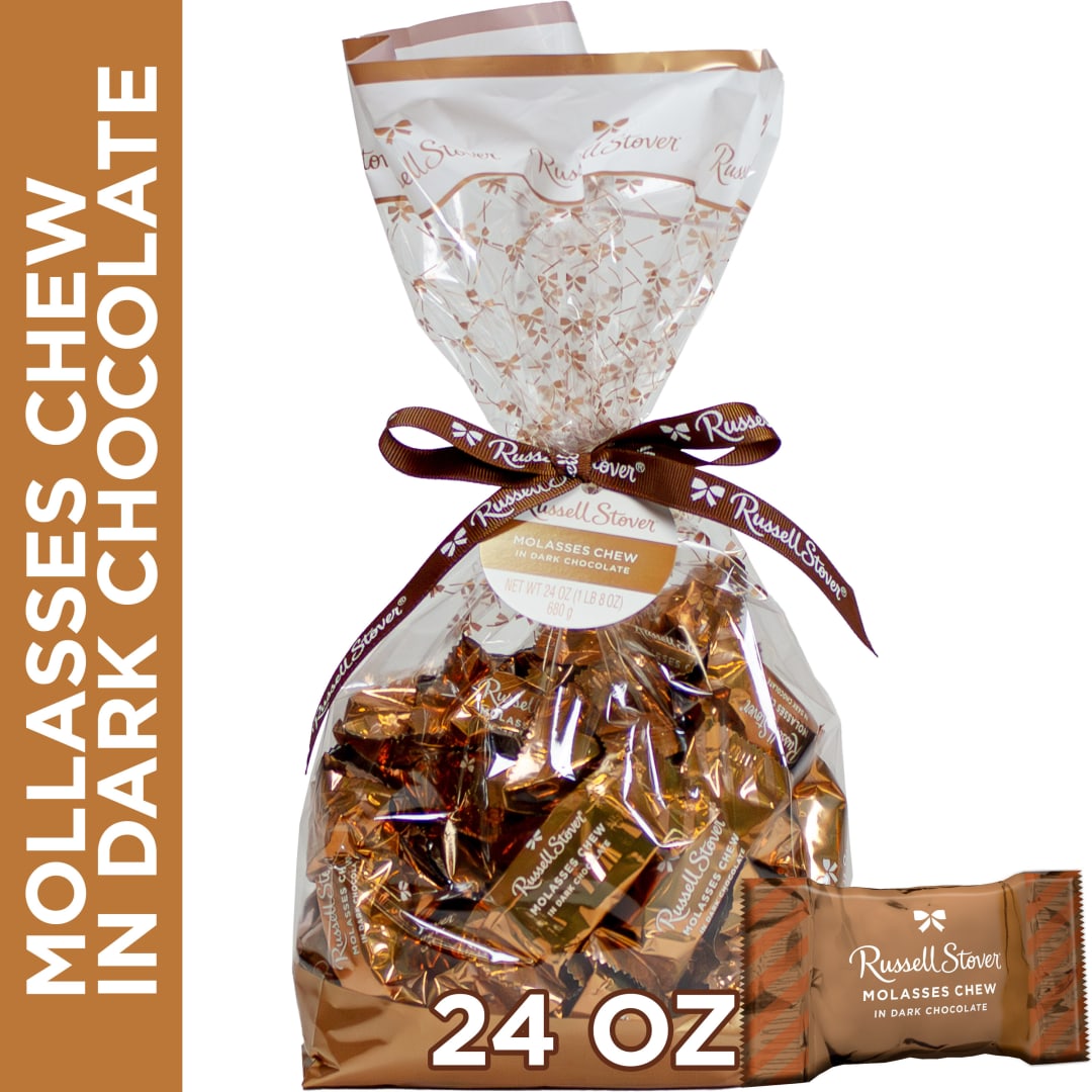 RUSSELL STOVER Dark Chocolate Molasses Chew Candy Gift Bag, 24 oz.