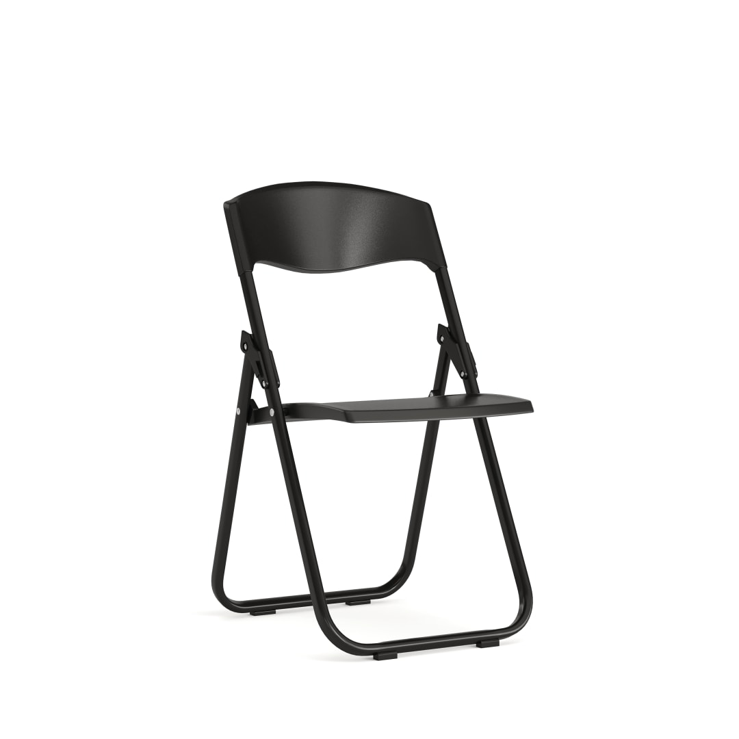 HERCULES Series 500 lb. Capacity Heavy Duty Black Plastic Folding Chair with Built-in Ganging Brackets
