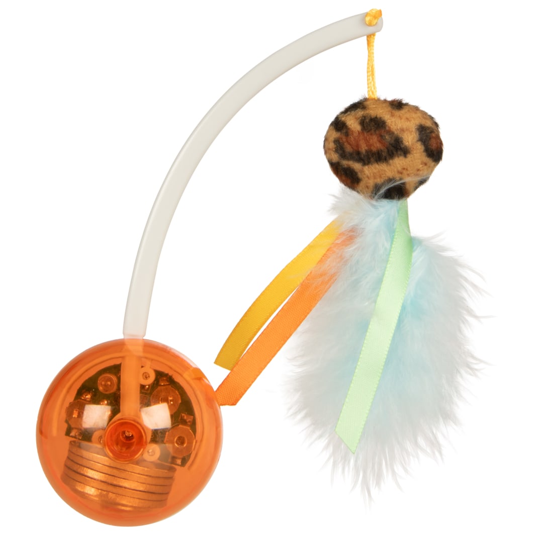 Instincts by SmartyKat Twinkle Tipper Electronic Light Ball Cat Toy with Self Righting Teaser Wand
