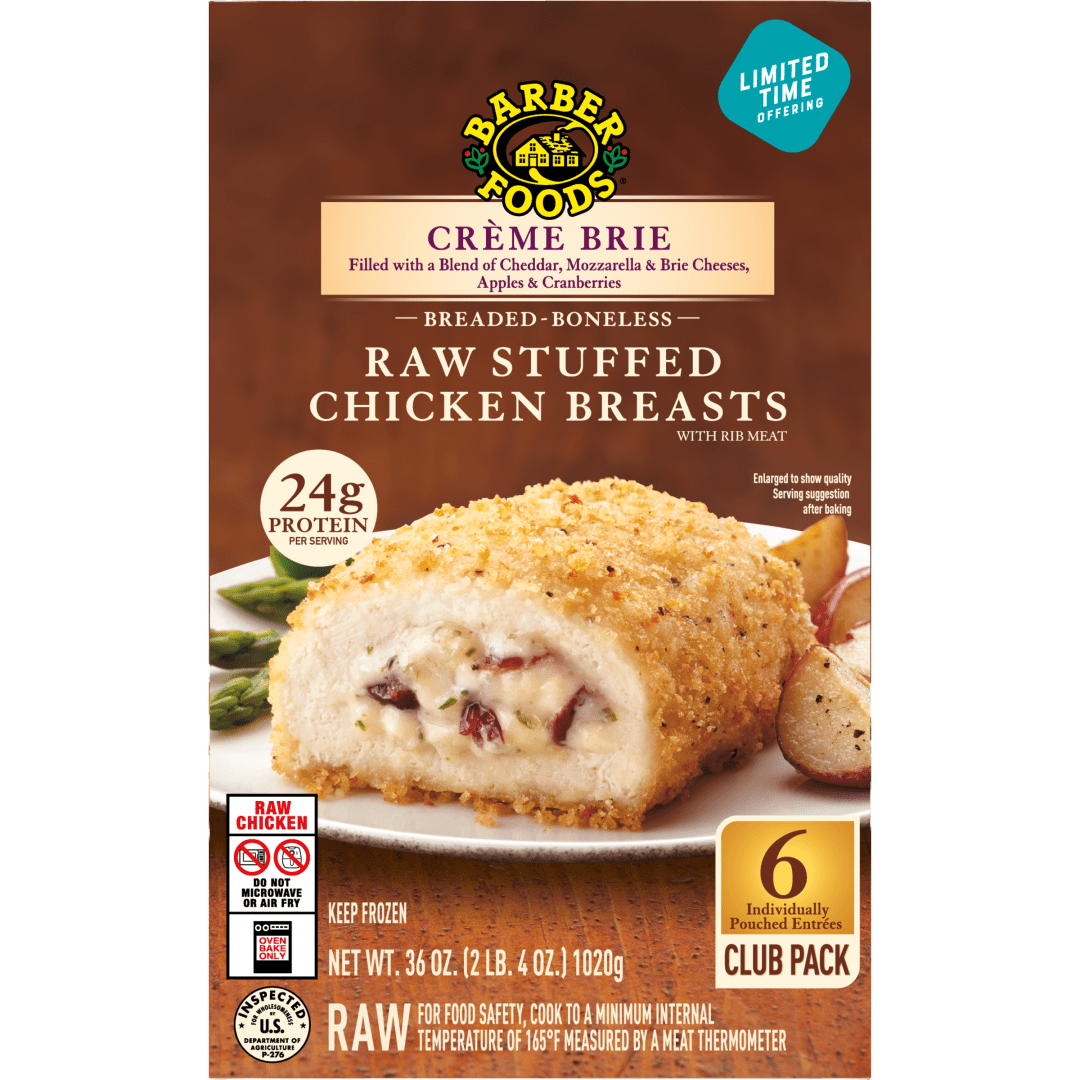 Barber Foods Raw Stuffed Chicken Breast Crème Brie Apple, 6 Count