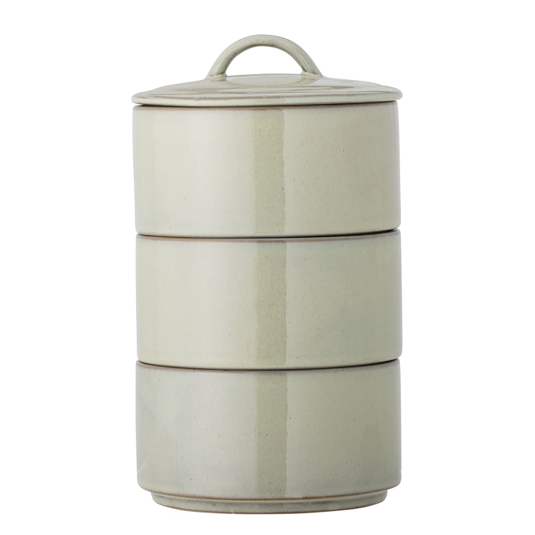 82061417 - Ebba Jar w/Lid, Green, Stoneware STOCK: 214