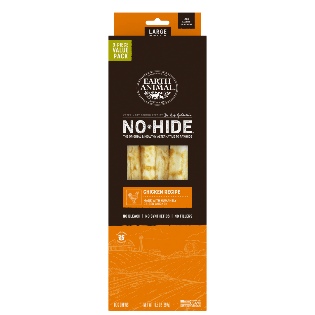 Earth Animal No-Hide Rolls Chicken Recipe Large Dog Chews, 3 Pack Value Pack