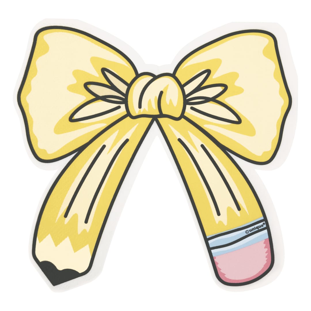 Back to School Pencil-Bow-Shaped Luncheon Napkins, 16ct