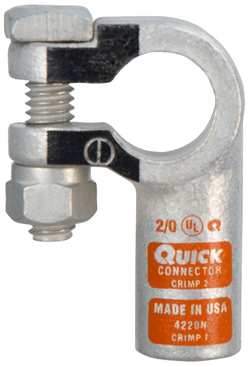 Aeroquip Quick Cable 2/0 Ga Negative Left Elbow Clamp Crimpable Battery Connector