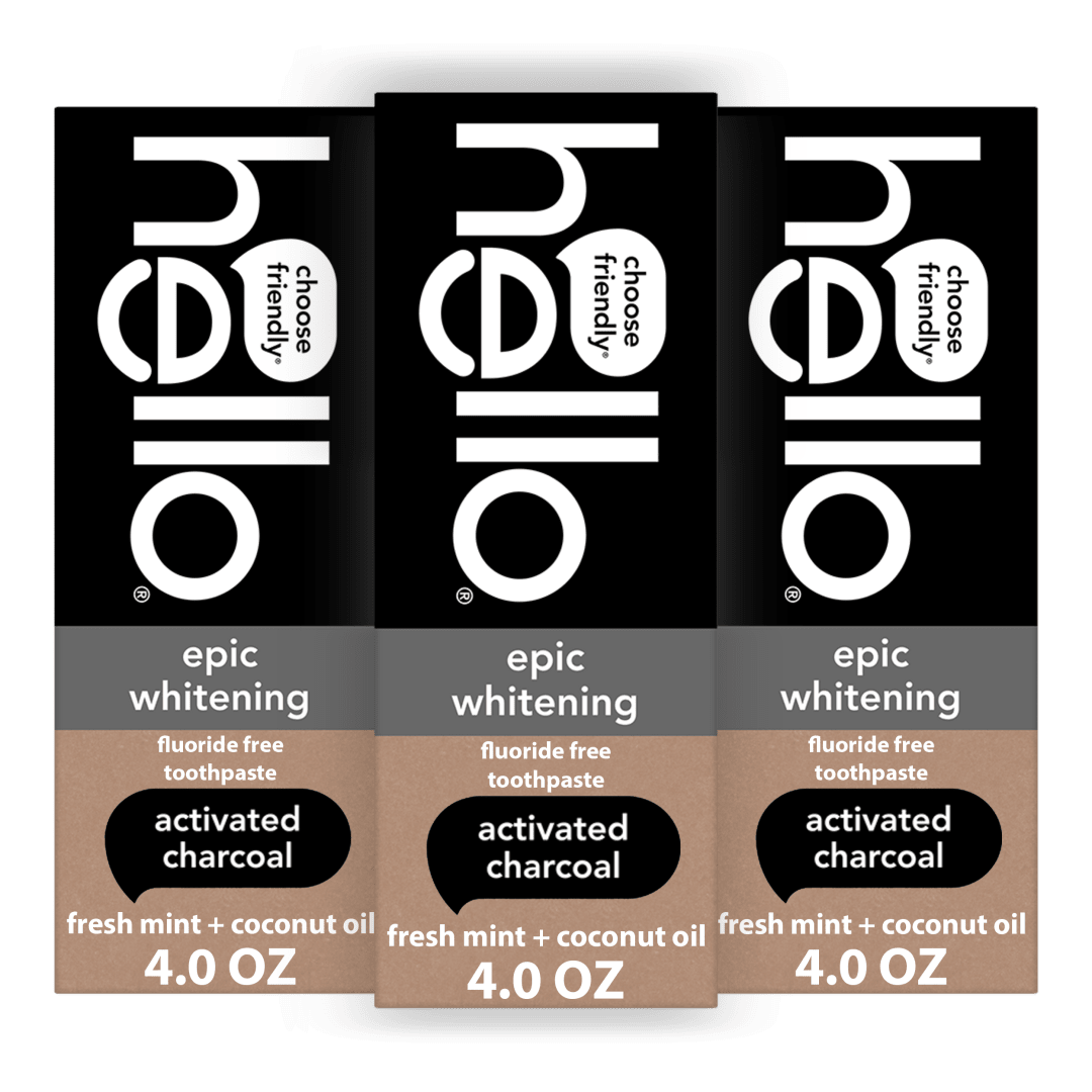 hello Epic Whitening Charcoal Fluoride Free Toothpaste, Fresh Mint, 3 Pack, 4.0 Oz Tubes