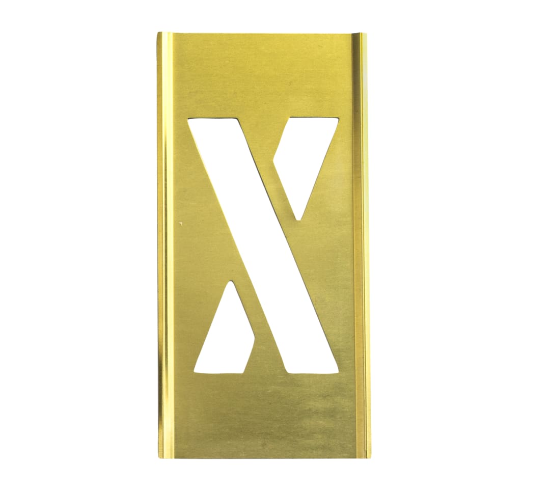 Stencil Sort-5" Brass Gothic X