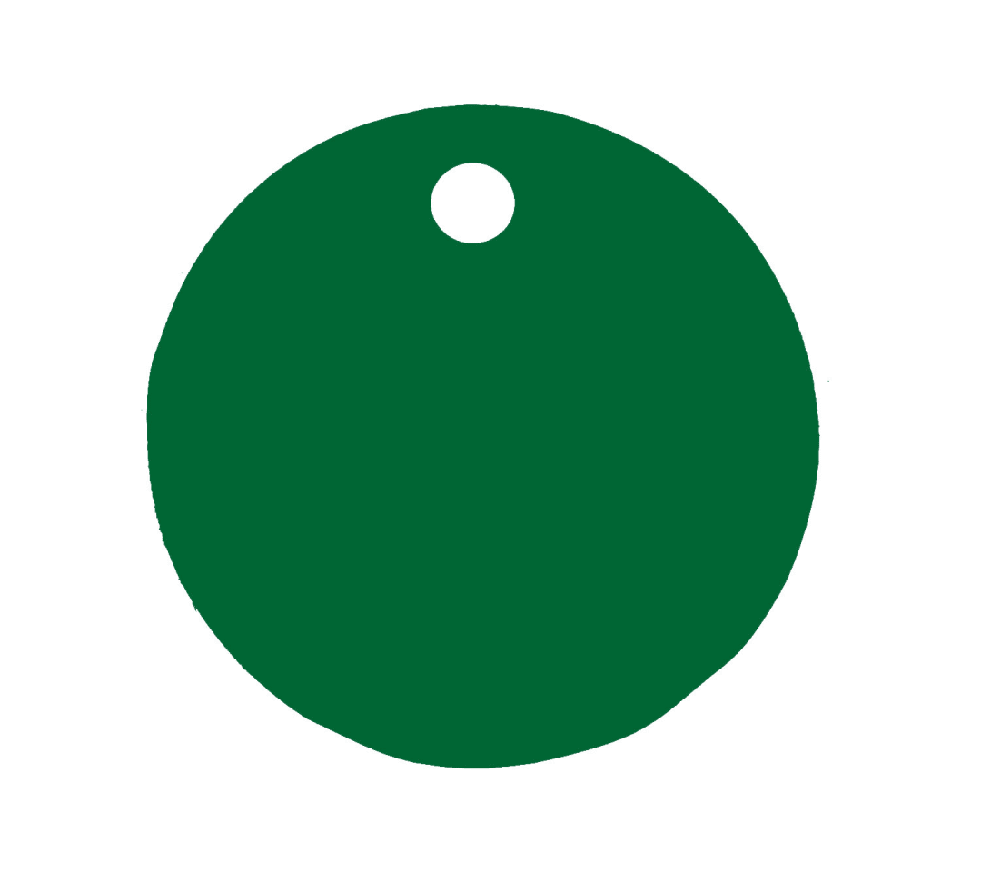 Tag-Round 1-1/4" Anodized Aluminum Green 5 Pack