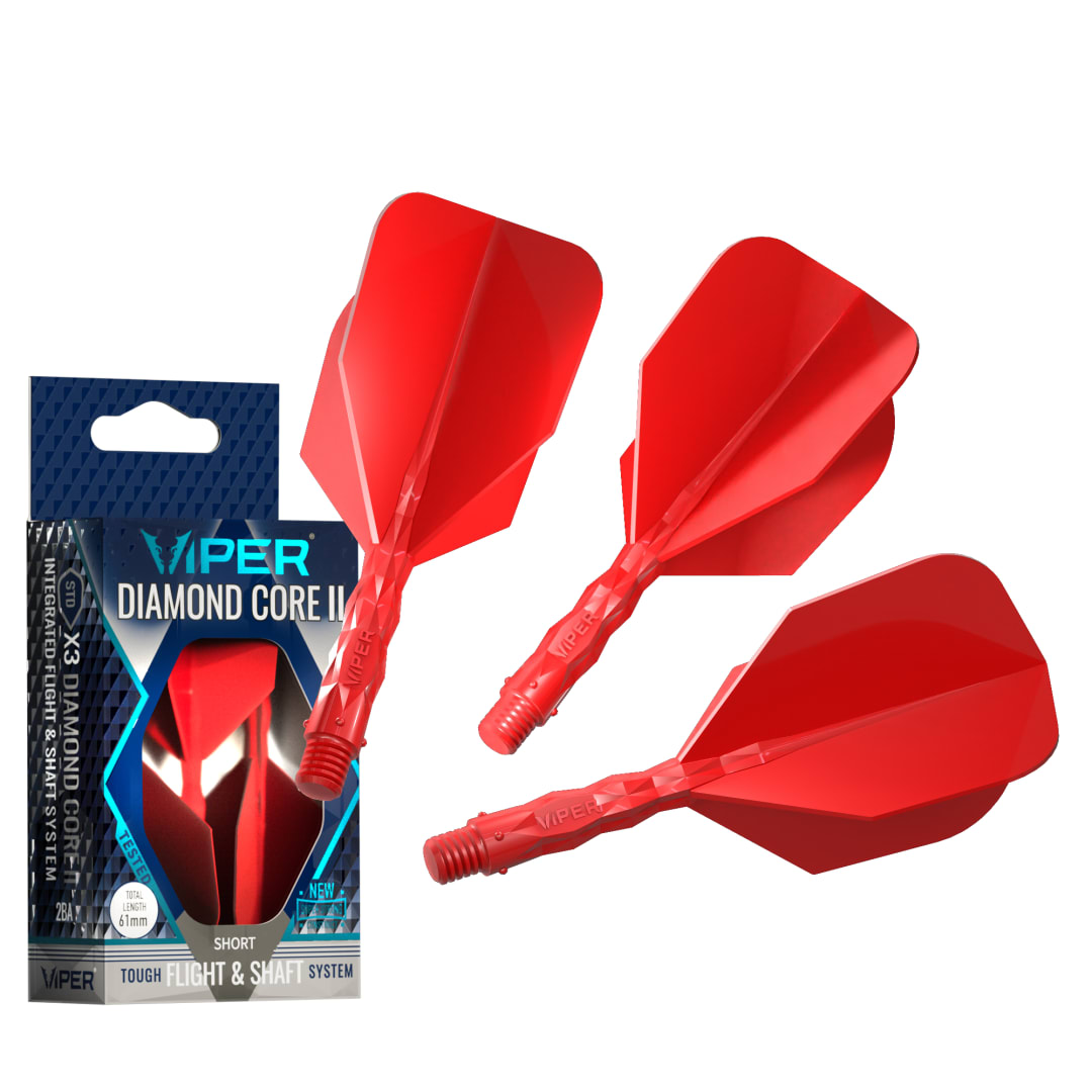 Viper Diamond Core II Integrated Dart Flight & Shaft System - Short Shaft, Standard Flight - Red