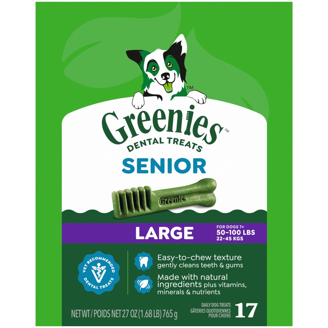 GREENIES Aging Care Large Natural Dog Dental Care Chews Oral Health Dog Treats, 27 oz. Pack (17 Treats)