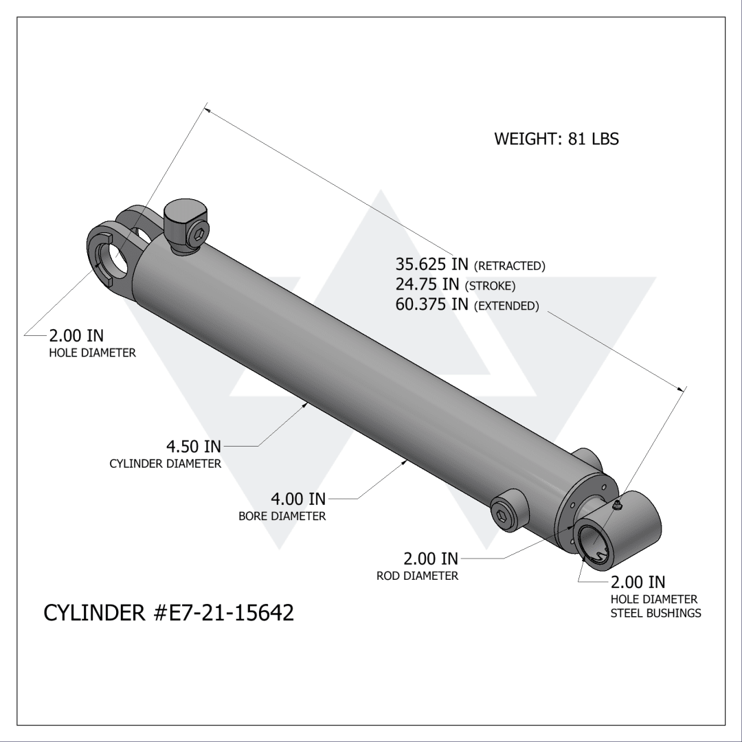 Wastebuilt® Replacement for E-Z Pack Hercules Fork Cylinder 2118577 (4" X 2" X 24.75")