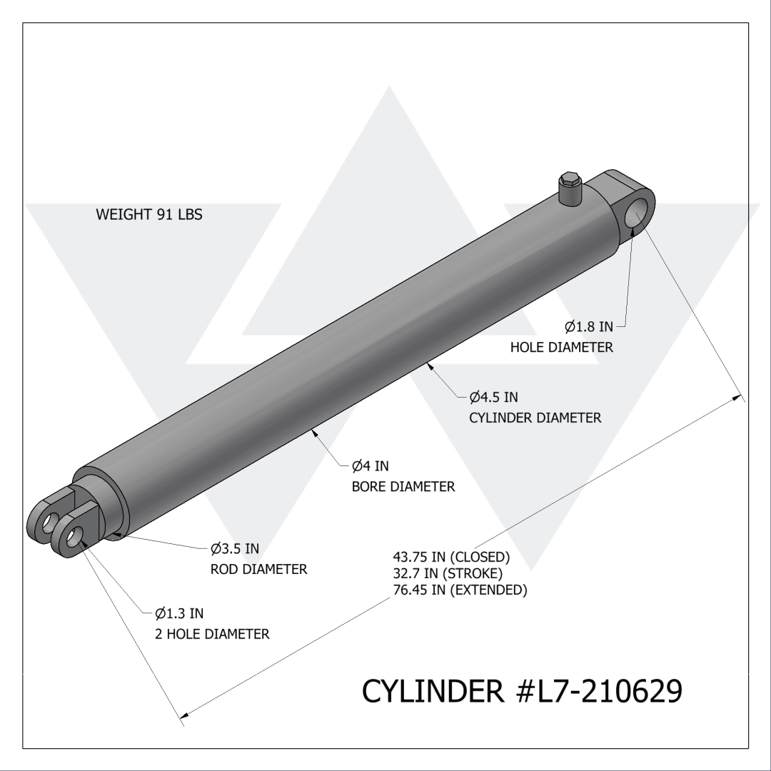 Wastebuilt® Replacement for Leach Tailgate Raise Cylinder  47.5"X6.5"X4.88"