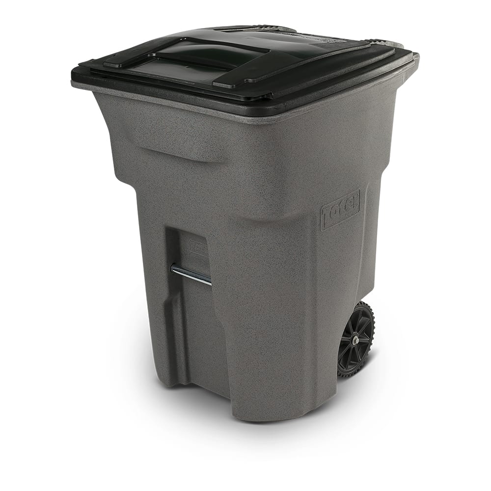 96 Gal. Graystone Trash Can with Wheels and Attached Lid