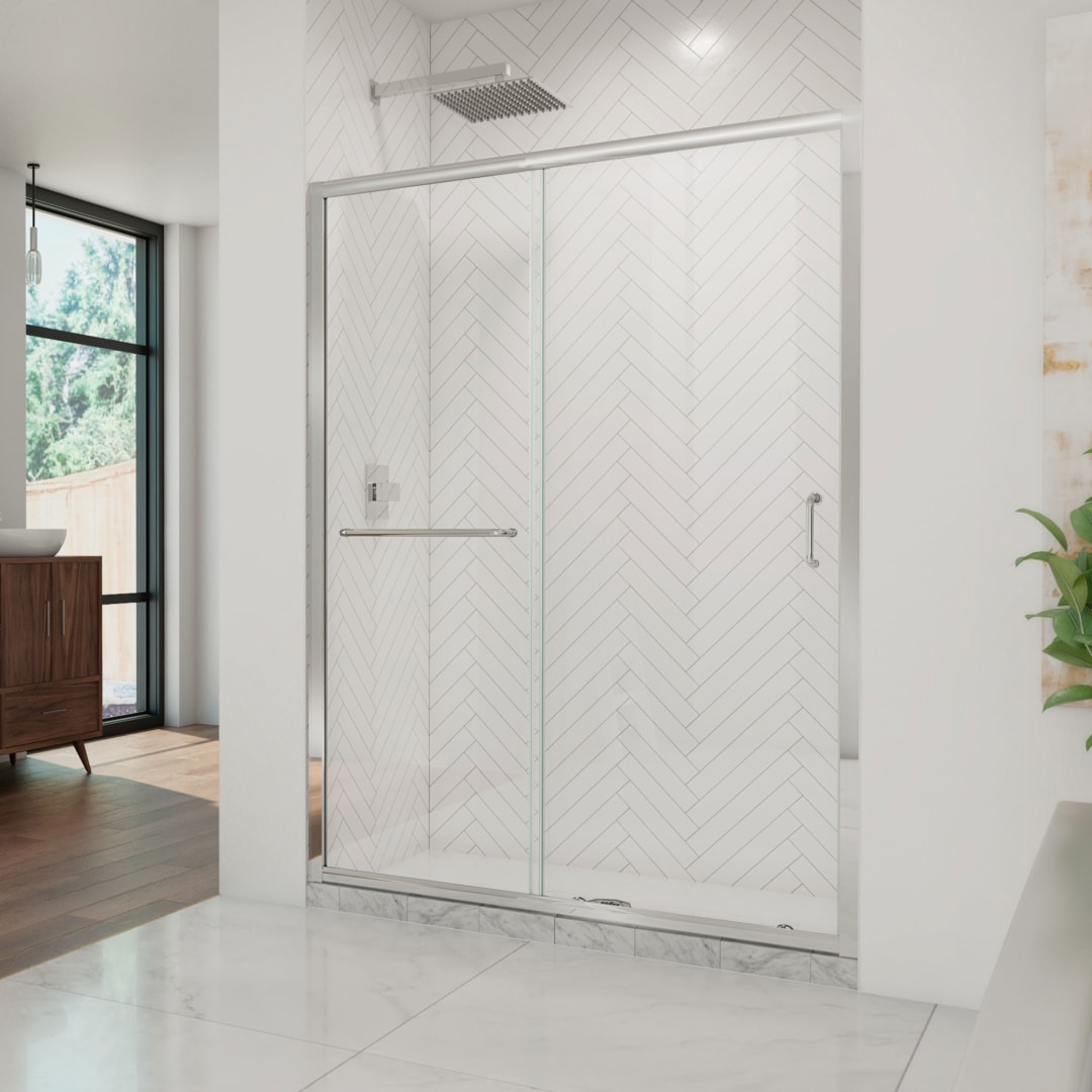DreamLine Infinity-Z 50 - 54 inch W x 72 inch H Semi-Frameless Sliding Shower Door in Chrome