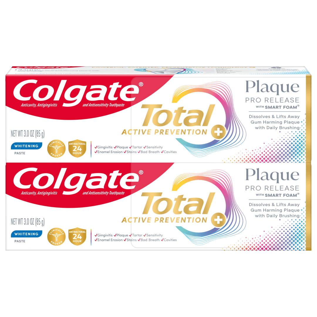 Colgate Total Plaque Pro Release Whitening Toothpaste, 2 Pack, 3.0 oz