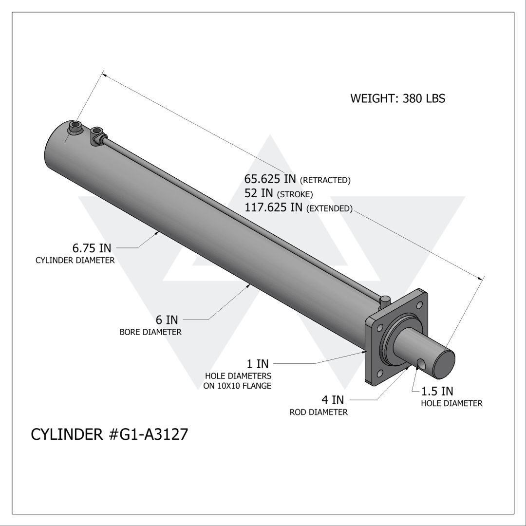 Galbreath™ Hydraulic Cylinder for 6030HD Baler (Pre-2007 Design) (6" X 4" X 52")