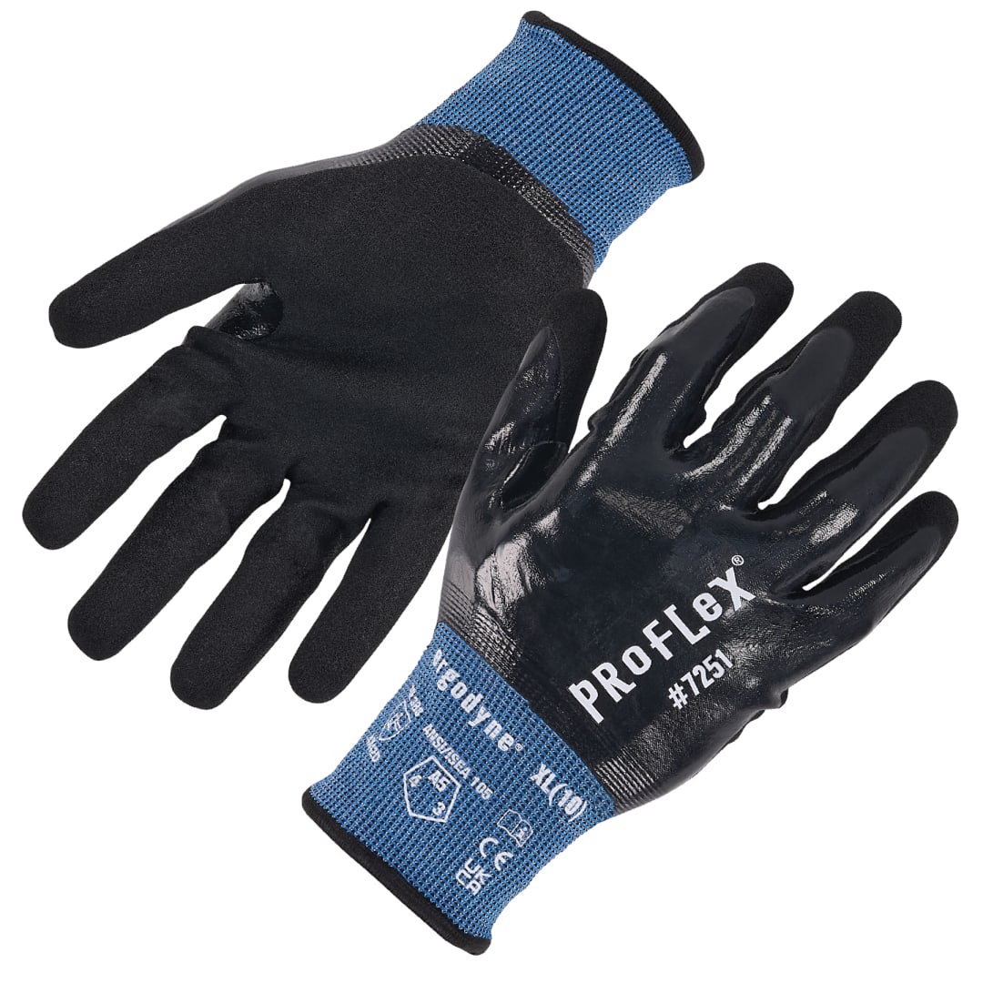7251 1-pair 2XL Black ANSI/ISEA 105-2016 A5 CR WR Gloves - Nitrile - 21g