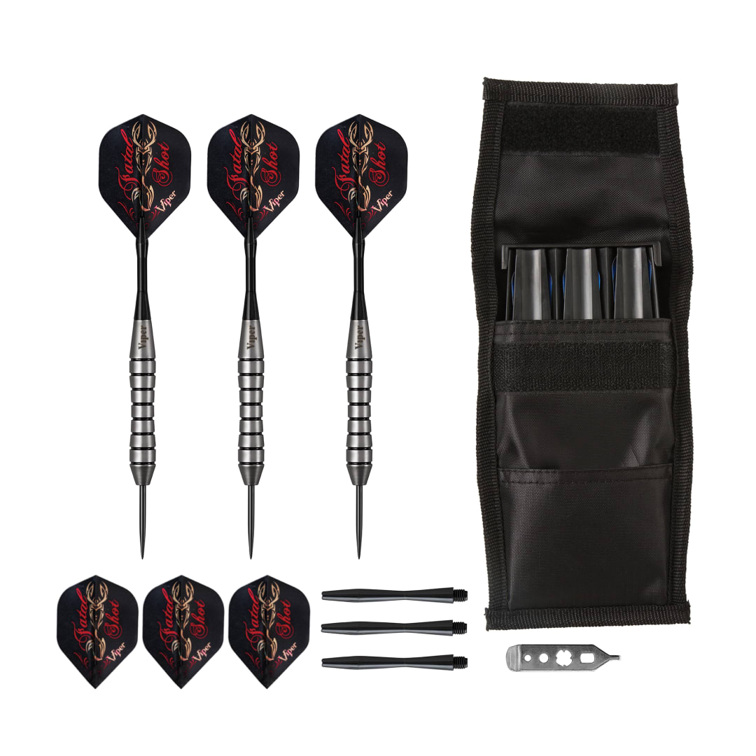 Viper Underground Fatal Shot Steel Tip Darts 24 Grams and Casemaster Single Black Dart Case