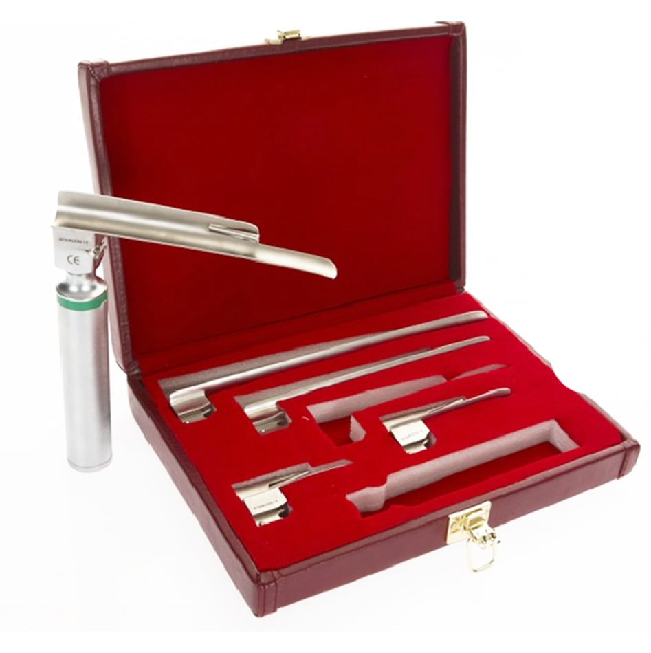 Darvall Fibre Optic Laryngoscope Set with 5 Blades, Right Handed
