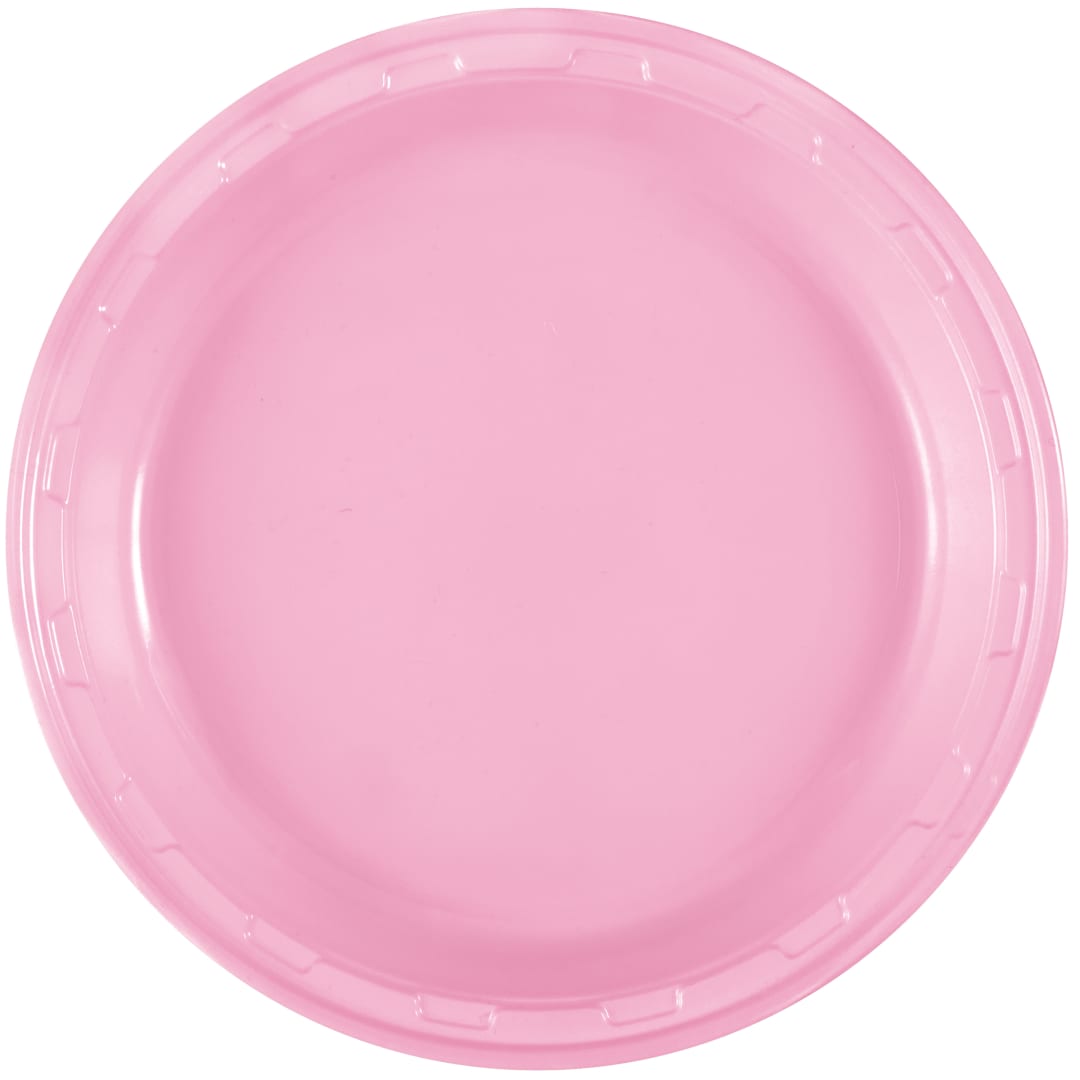 Lovely Pink Solid Round 10" Plastic Dinner Plates, 50ct