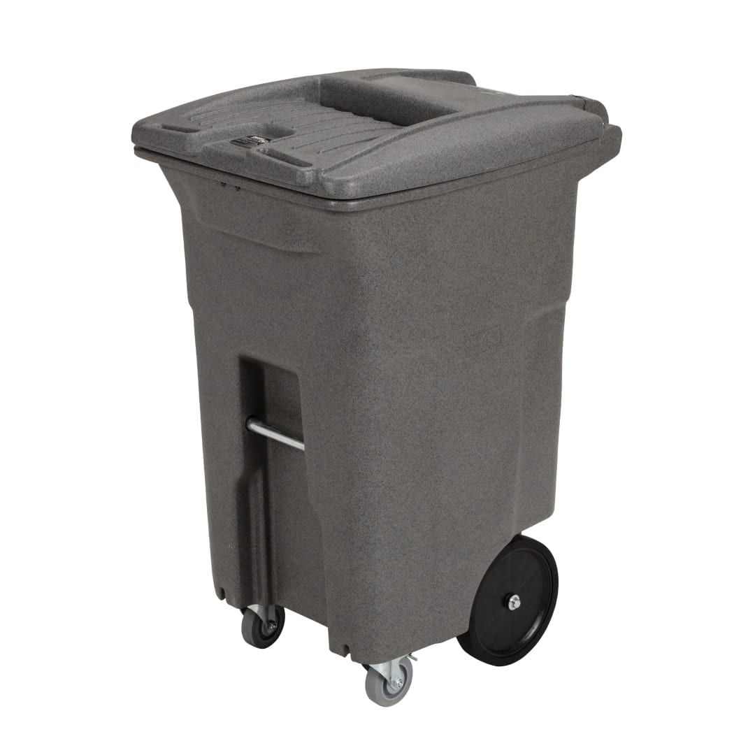 64 Gal. Graystone Document Trash Can with Wheels and Key Lid Lock (1 Braking Caster, 1 Standard Caster, 2 Stationary Wheels)