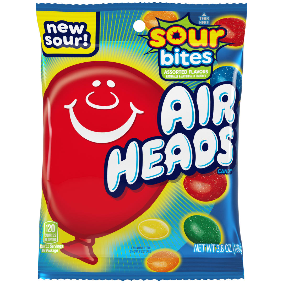Airheads Sour Bites Assorted Flavors 3.8 oz Peg Bag