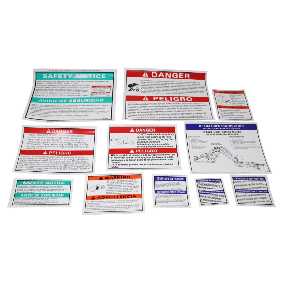 Wastebuilt® Replacement for McNeilus Kit Decal English/Spanish