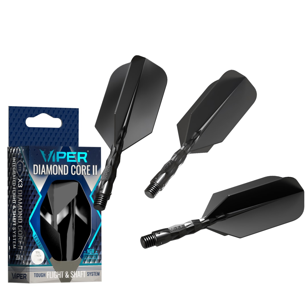 Viper Diamond Core II Integrated Dart Flight & Shaft System - Short Shaft, Slim Flight - Black
