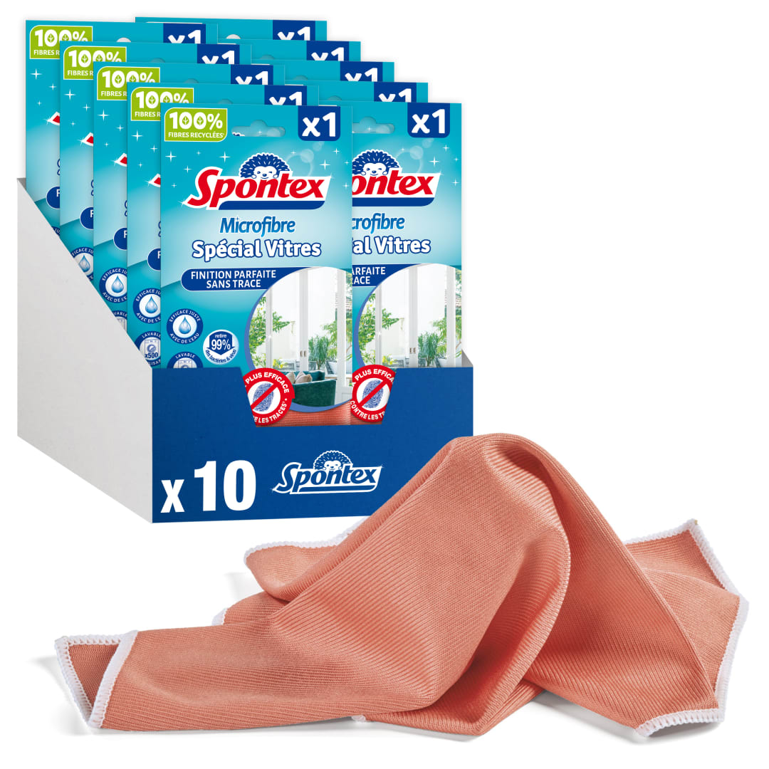 SPONTEX MICROFIBRES VITRES 10pk (CASE PACK) - RELAUNCH