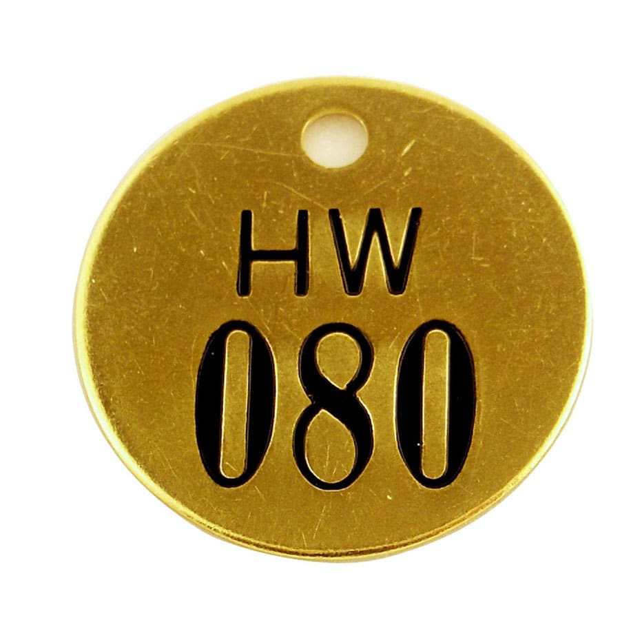 Valve Tag-HW Round 076-100 1-1/2" Brass 25 Pack