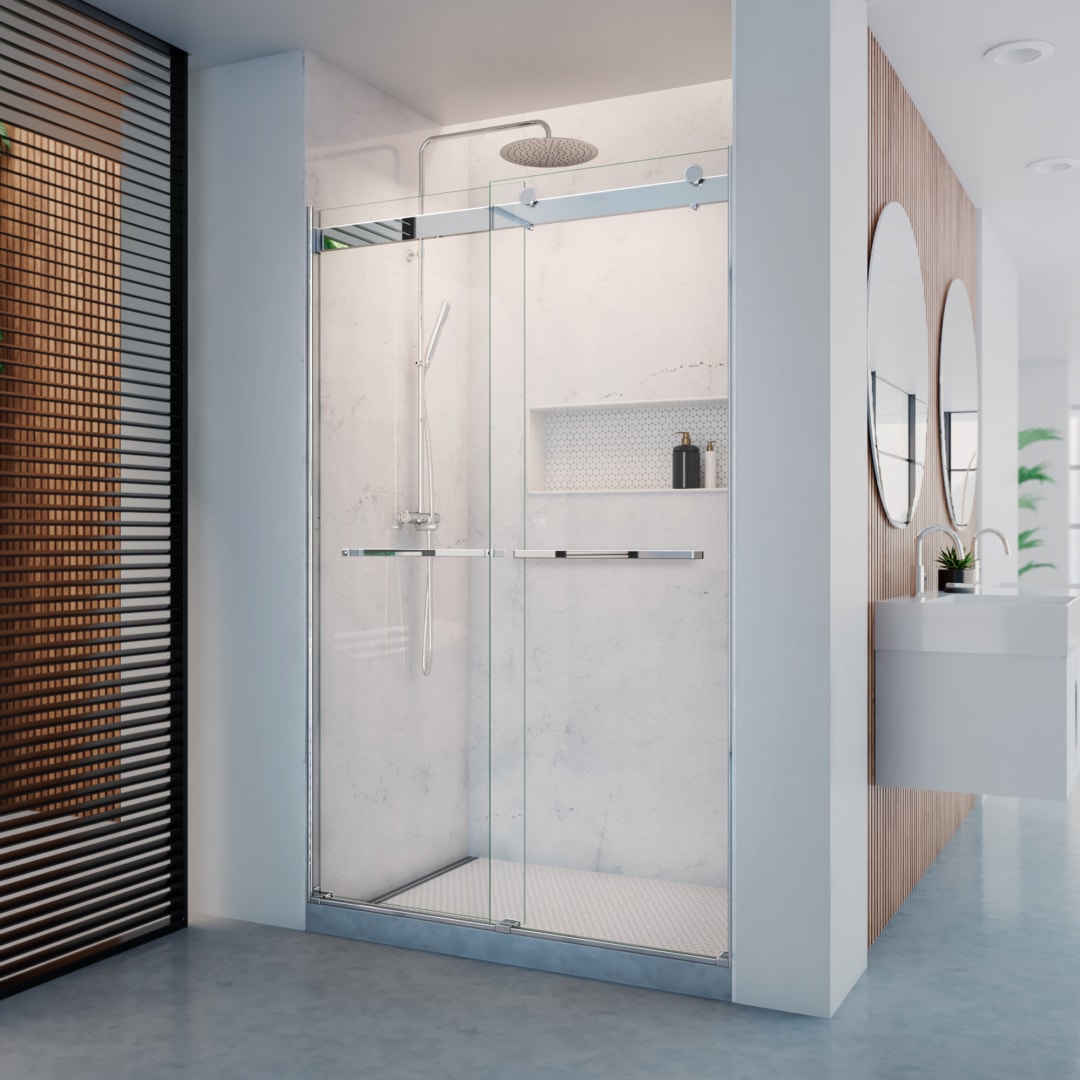 DreamLine Dexterity 44 - 48 inch W x 76 inch H Frameless Bypass Shower Door in Chrome