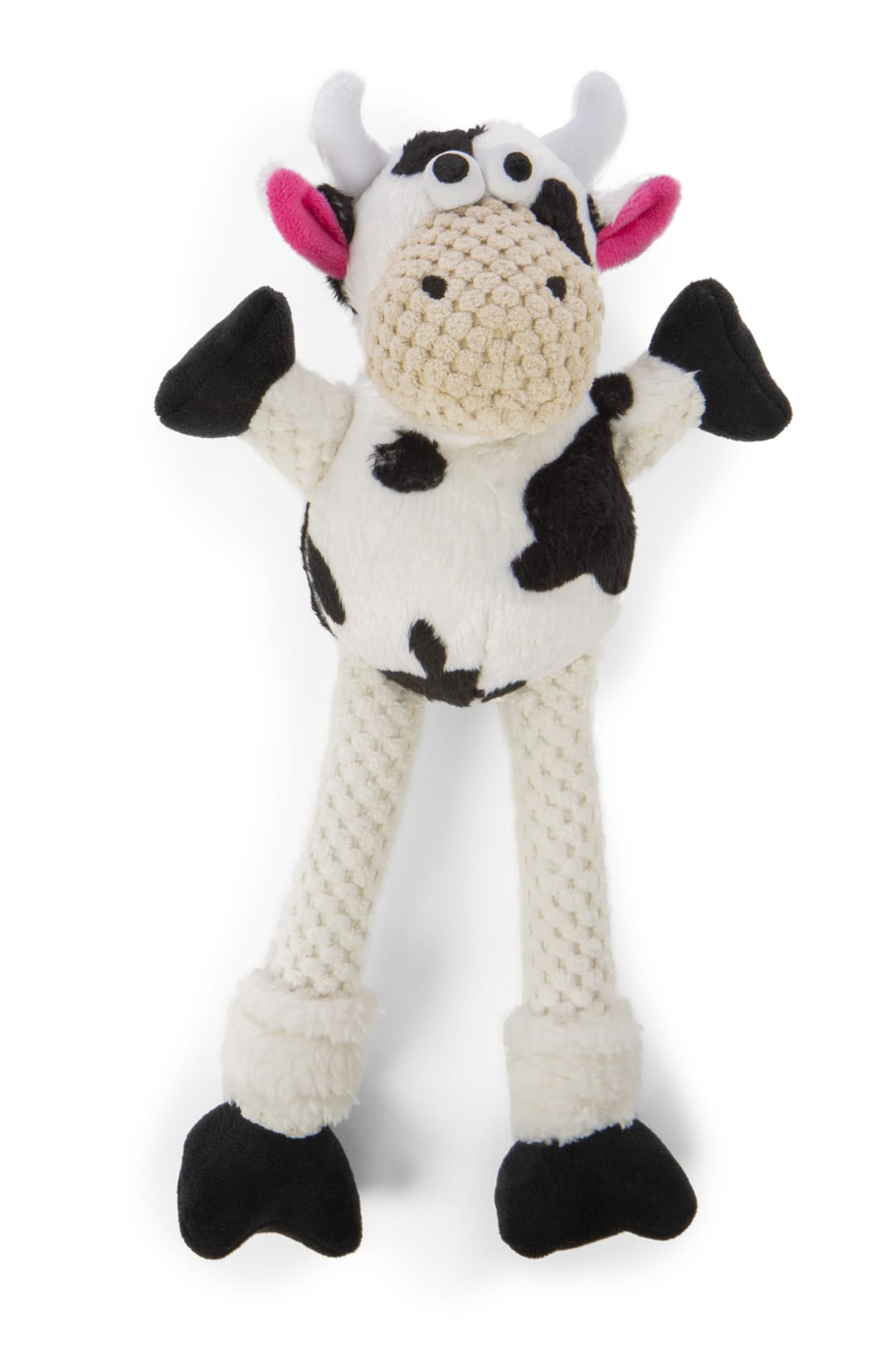 goDog Checkers Skinny Cow Squeaky Plush Dog Toy, Chew Guard Technology, Large