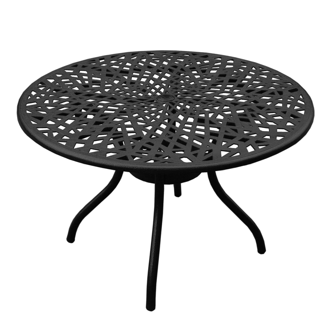 Modern Outdoor Mesh 48-in Aluminum Black Round Patio Dining Table