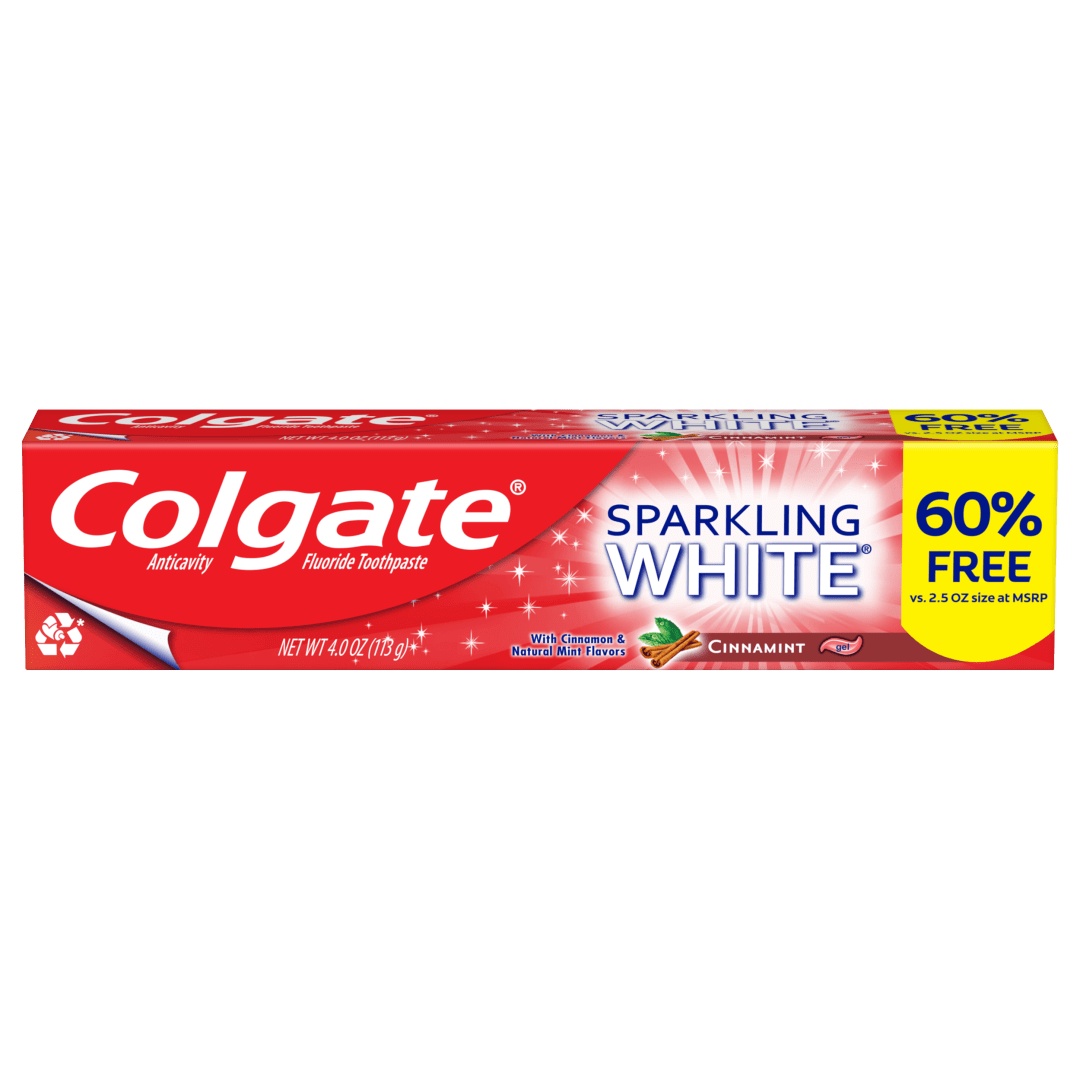 Colgate Sparkling White Whitening Toothpaste, Cinnamon - 2.5 ounce  + 6% Free