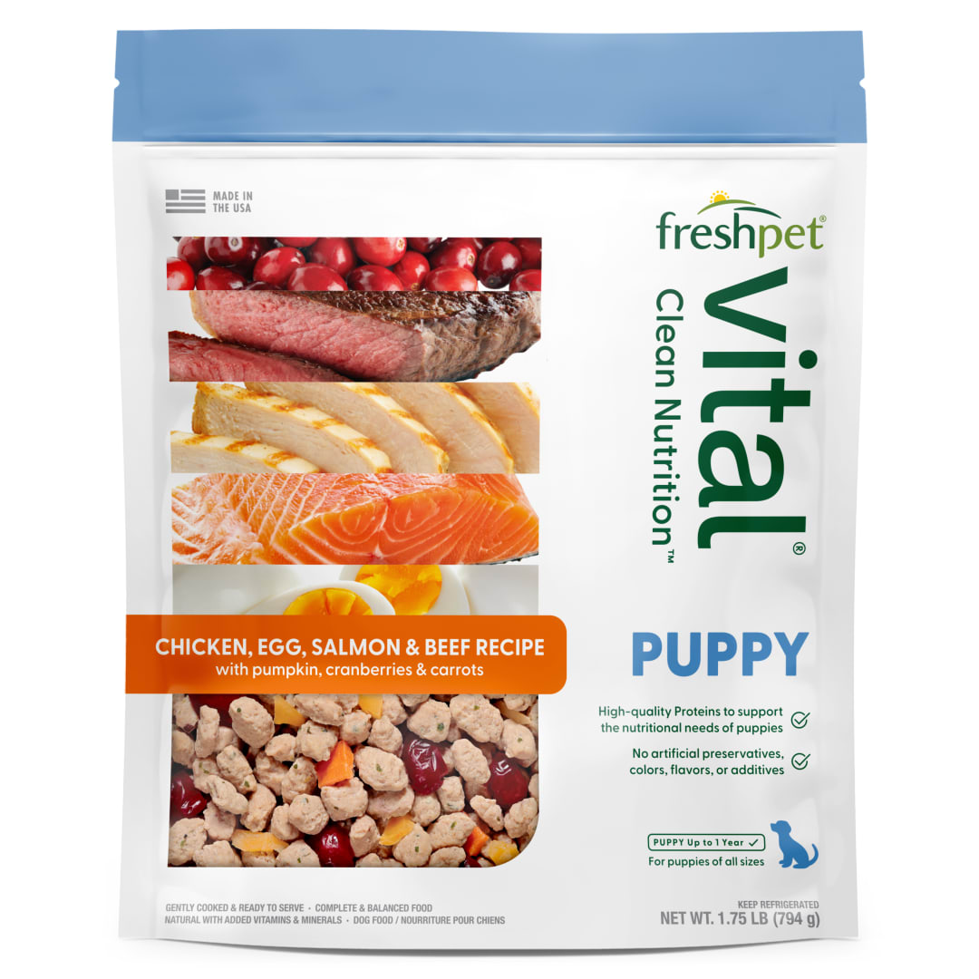 Freshpet Vital, Fresh Dog Food, Puppy Chicken, Egg, Salmon & Beef Recipe, 1.75 lbs.