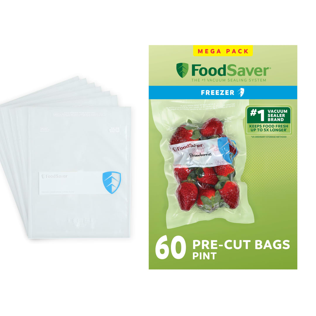 Sacs sous vide FoodSaver format pinte, 473ml, paquet de 60, sacs de conglation prdcoups sans BPA
