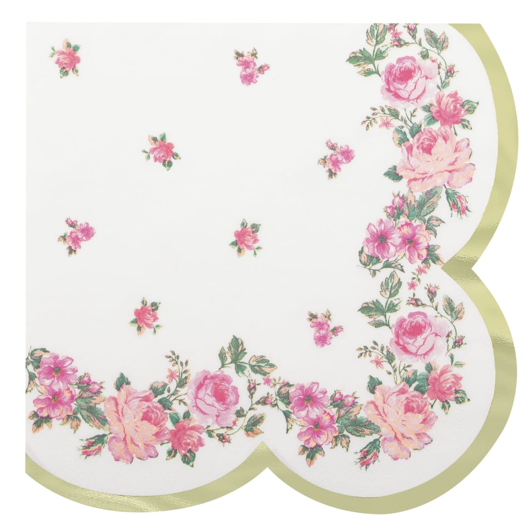 Golden Garden Party Shaped Edge Dinner Napkins, 16ct - Foil Stamping