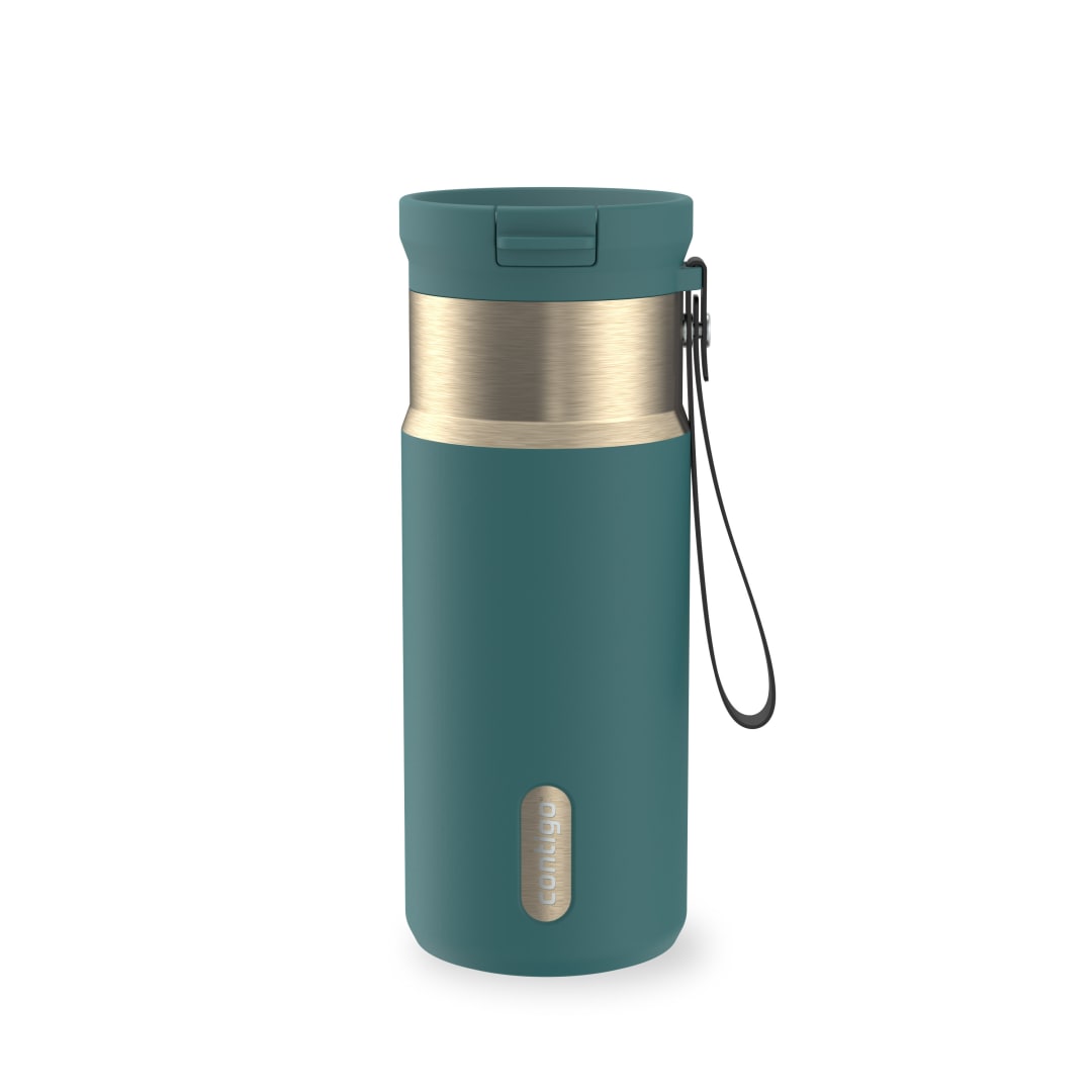 Contigo SnapSeal Insulated Stainless Steel Water Bottle with Carrying Strap, 16 oz (473 ml)