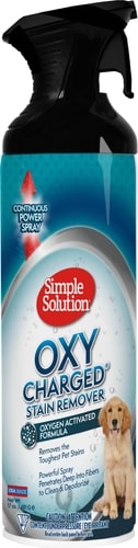 Simple Solution Oxy Charged Pet Stain and Odor Remover | Eliminates Pet Stains and Odors with 3X Cleaning Power | Continuous Spray 17 Ounces