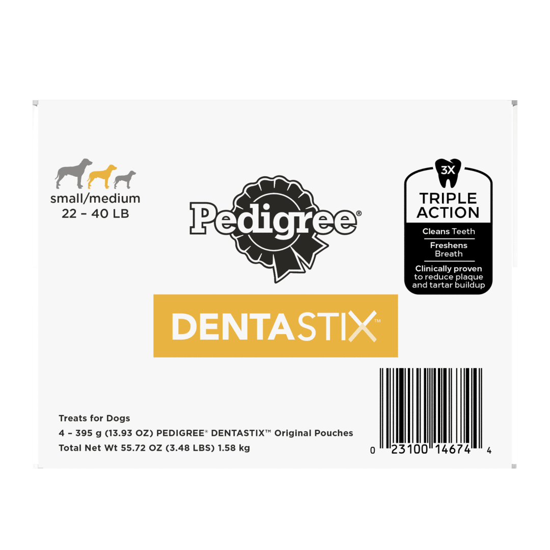 PEDIGREE DENTASTIX Small/Medium Dog Dental Treats Original Flavor Dental Bones, 55.72 oz. Multipack (100 Treats)