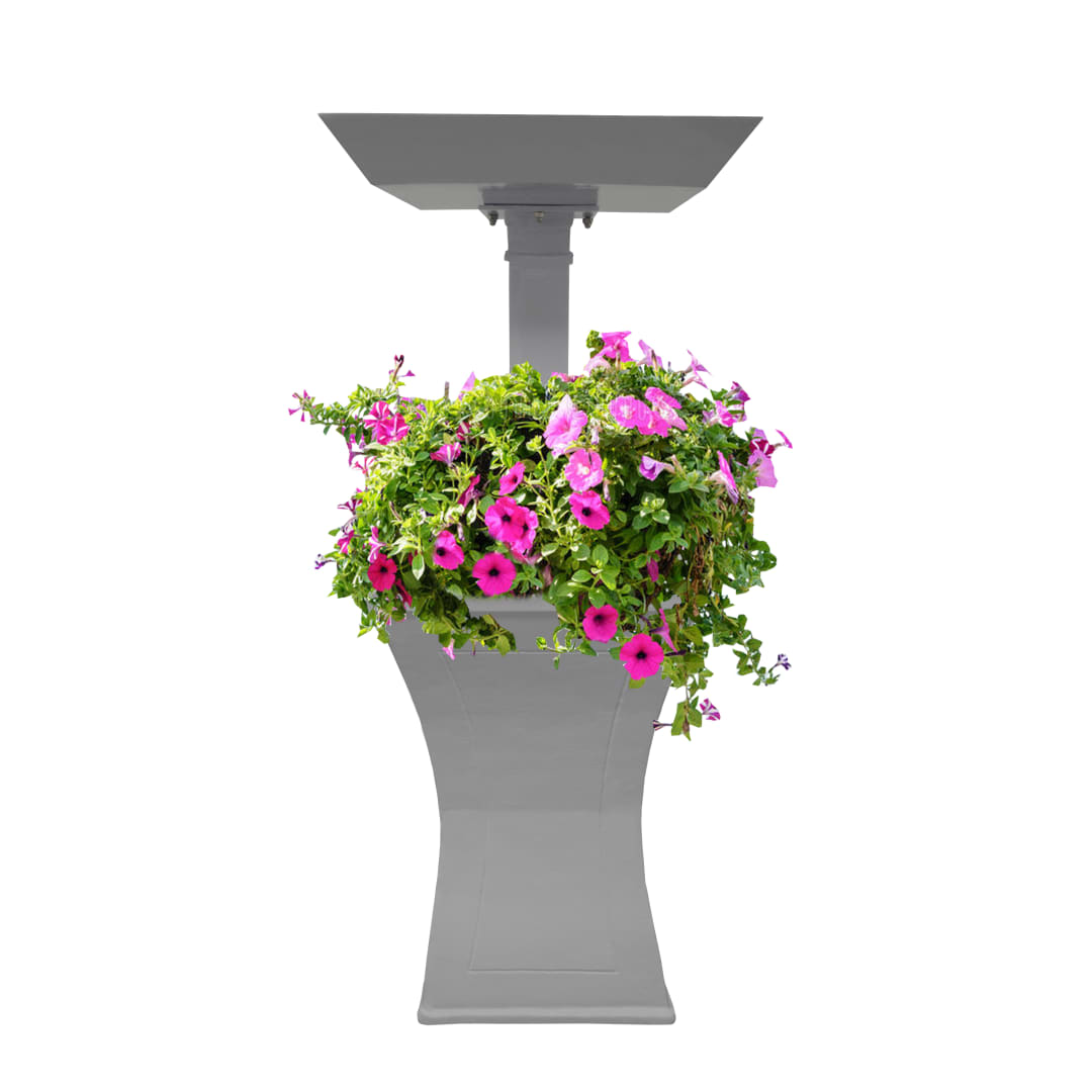 Modern Square Cast Aluminum Metal 40-in Grey Bird Bath and Planter Vase Combo