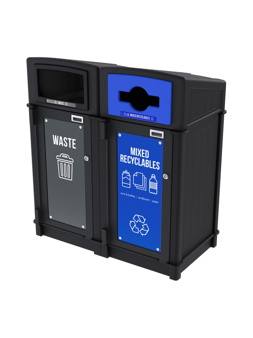  FUSION - Double - Kit - Front Load - Waste-Mixed Recyclables - Full-Mixed - Black-Blue