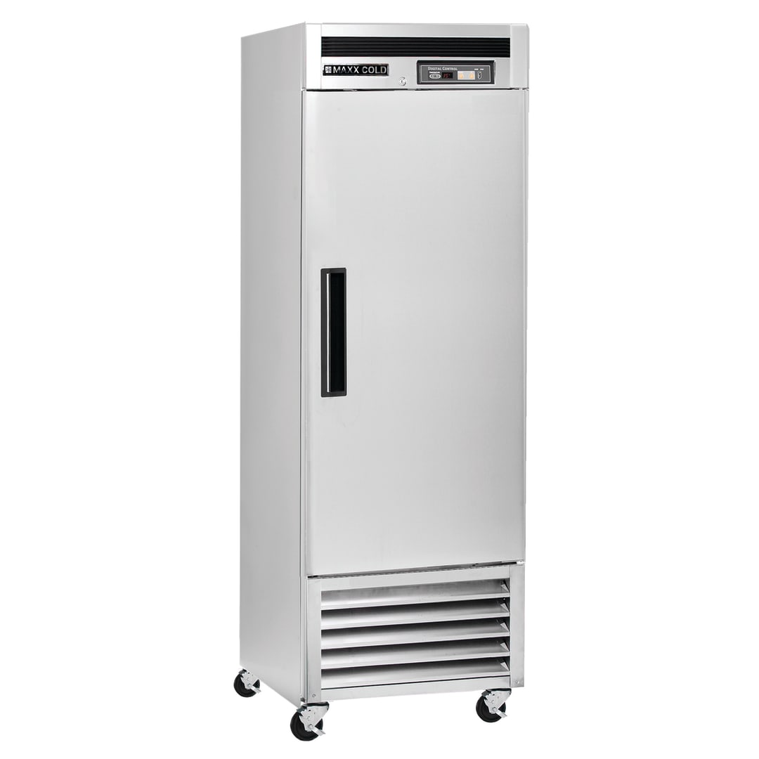 Maxx Cold Single Door Reach-In Refrigerator, Bottom Mount, 26.75"W, 23 cu. ft. Storage Capacity, Energy Star Rated, in Stainless Steel (MCR-23FDHC)