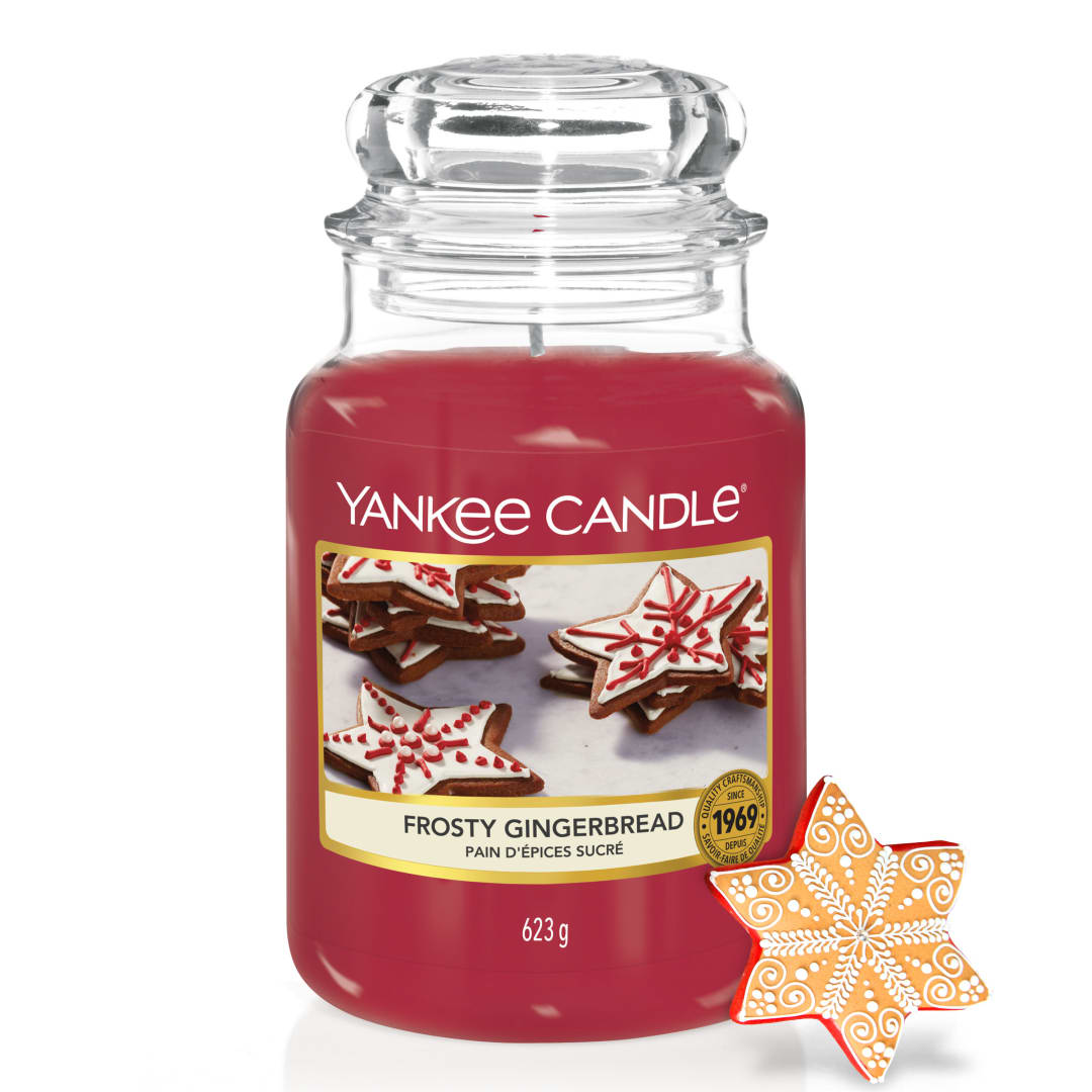 Yankee Candle Vela aromática en tarro grande de Frosty Gingerbread | Velas de larga duración: hasta 150 h | Regalos perfectos para mujeres